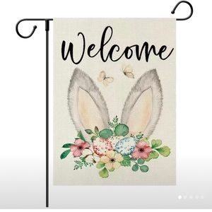 New Garden Flag "WELCOME” Easter Spring - Bunny Ears - Easter Bunny